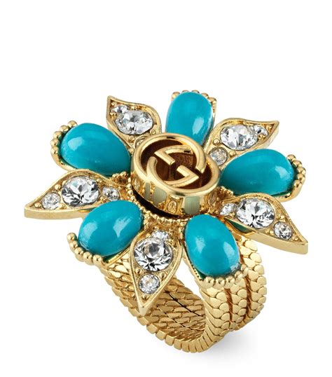 gucci double flower ring|gucci interlocking ring.